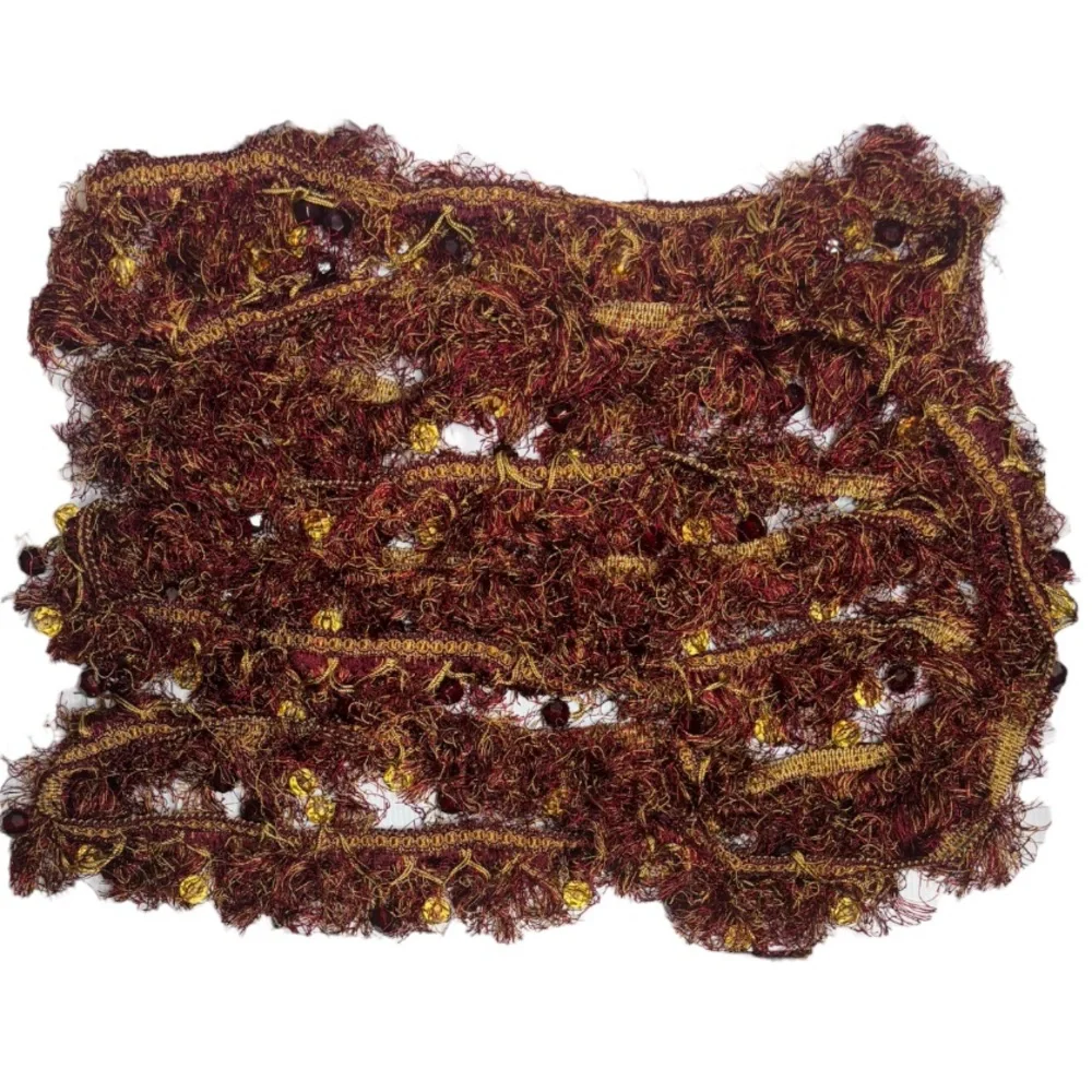 Vintage 1980s Upholstery Fringe Trim Lot Luxury Burgundy Gold Passamenterie DIY